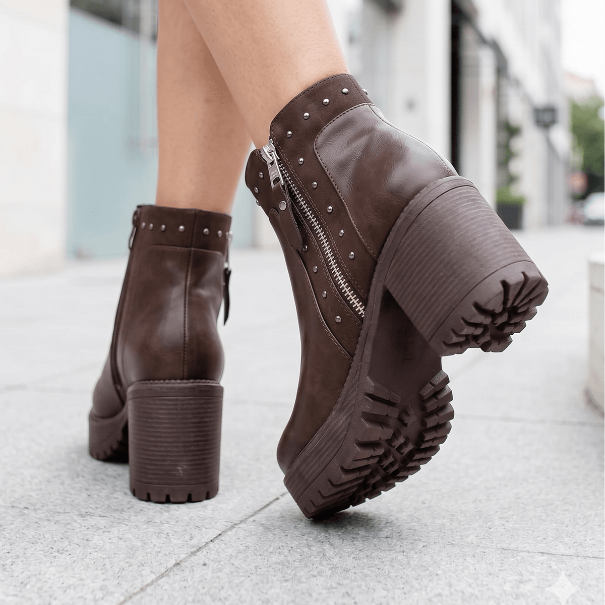 Botin Mujer Cafe Chocolate Eco cuero Plataforma (BA444.EF) - Gabybru Calzados