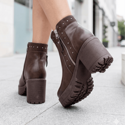 Botin Mujer Cafe Chocolate Eco cuero Plataforma (BA444.EF) - Gabybru Calzados
