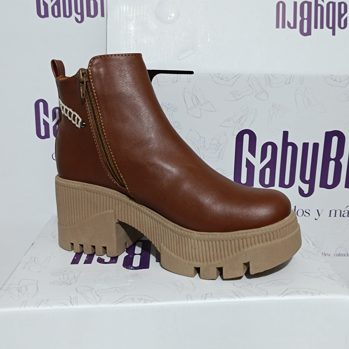 Botin Mujer Cafe Plataforma (BA388.c) - Gabybru Calzados