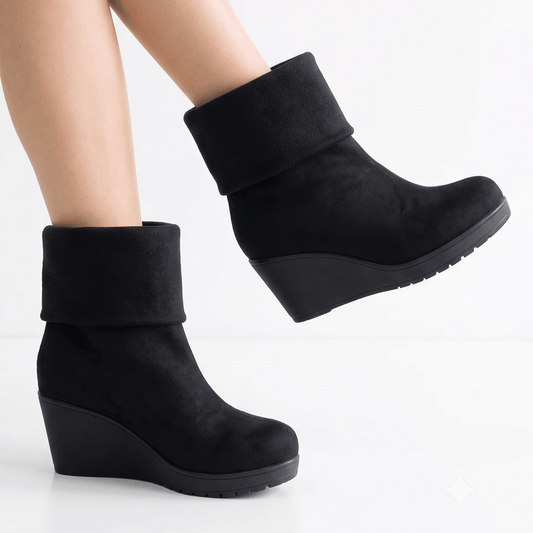 Botin Mujer Negro Gamuza Cuña (BA160.N) - Gabybru Calzados