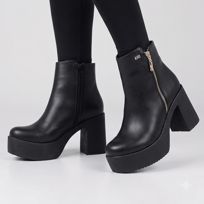 Botin Mujer Negro Plataforma Taco Cuadrado (BA147.E) - Gabybru Calzados