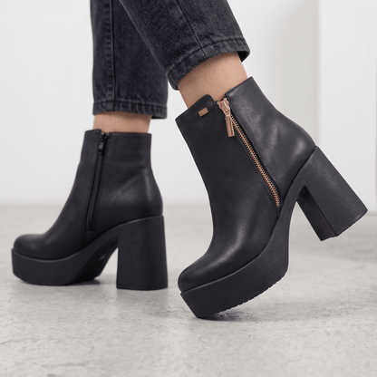 Botin Mujer Negro Plataforma Taco Cuadrado (BA147.E) - Gabybru Calzados