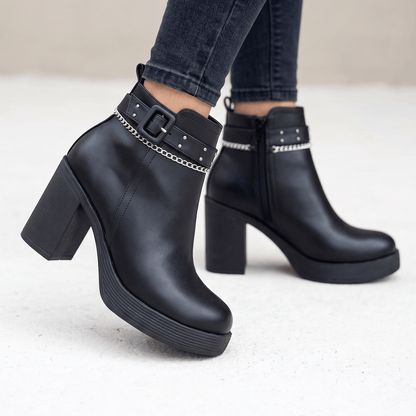 Botin Negro Mujer Taco Cuadrado Plataforma (BA142.E) - Gabybru Calzados