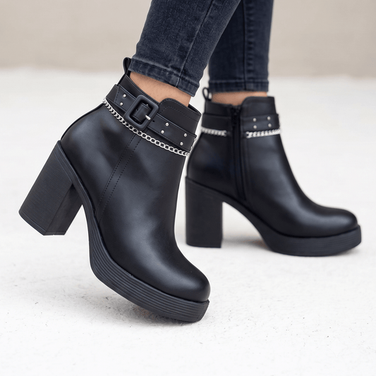 Botin Negro Mujer Taco Cuadrado Plataforma (BA142.E) - Gabybru Calzados
