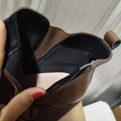Botin Taco Grueso Cafe Eco cuero Mujer(BA55.Mr) - Gabybru Calzados