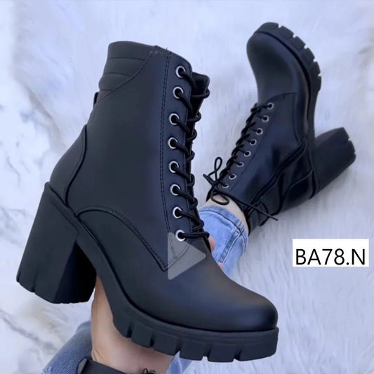 Botines Combat Mujer Taco grueso (BA78.E) - Gabybru Calzados