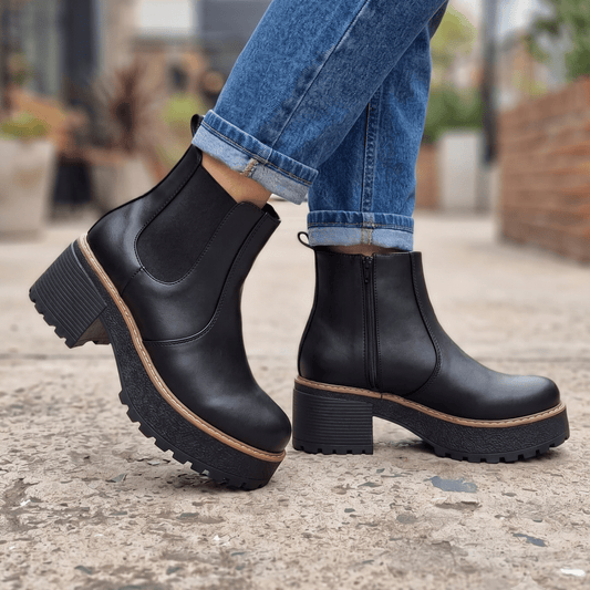 Botines de Mujer Negro Plataforma (BA158.E) - Gabybru Calzados