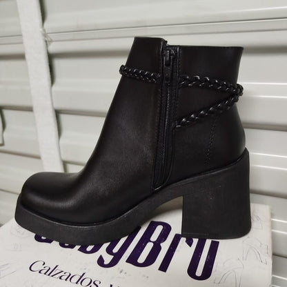 Botines de Mujer Negro Plataforma Taco Cuadrado (BA124.E) - Gabybru Calzados