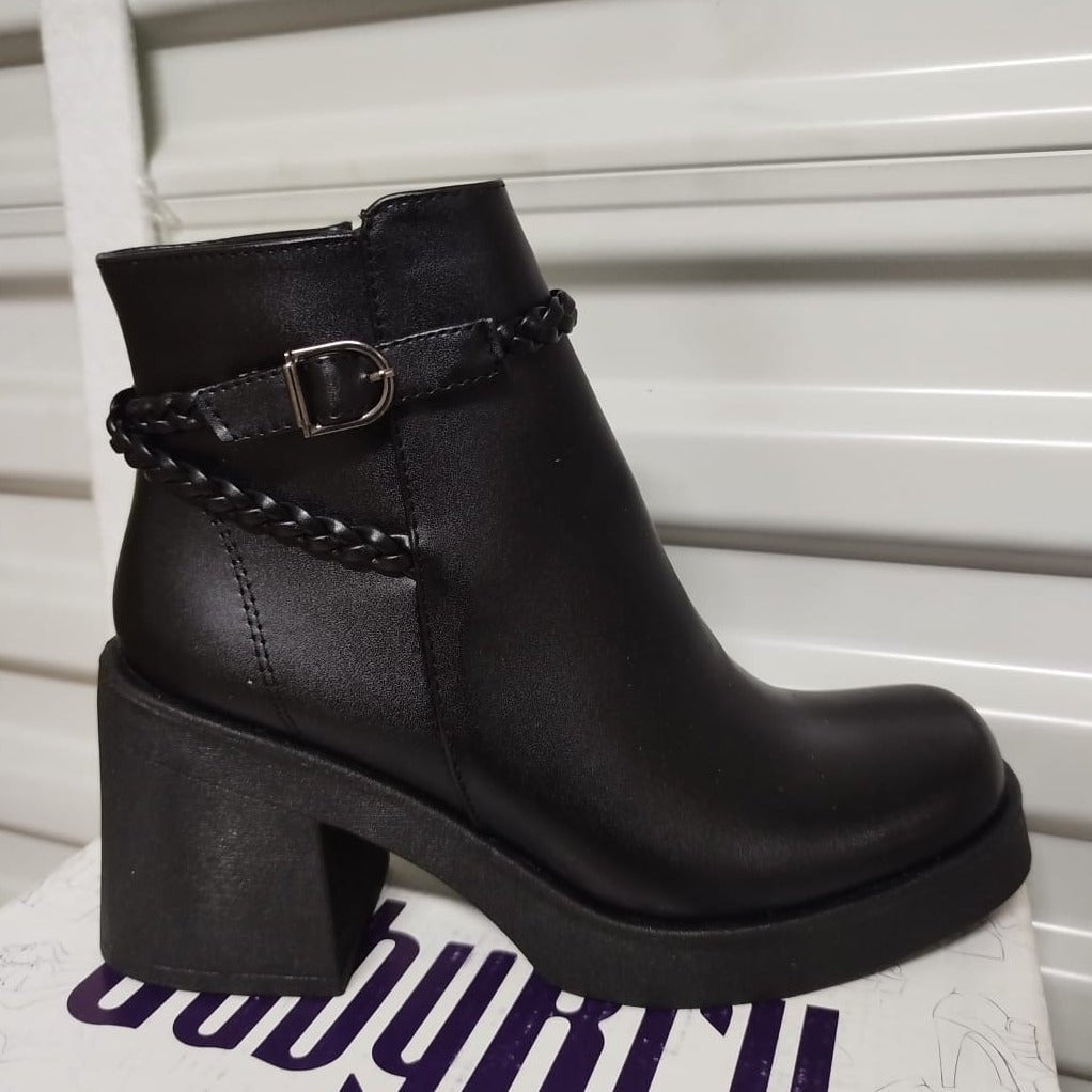 Botines de Mujer Negro Plataforma Taco Cuadrado (BA124.E) - Gabybru Calzados
