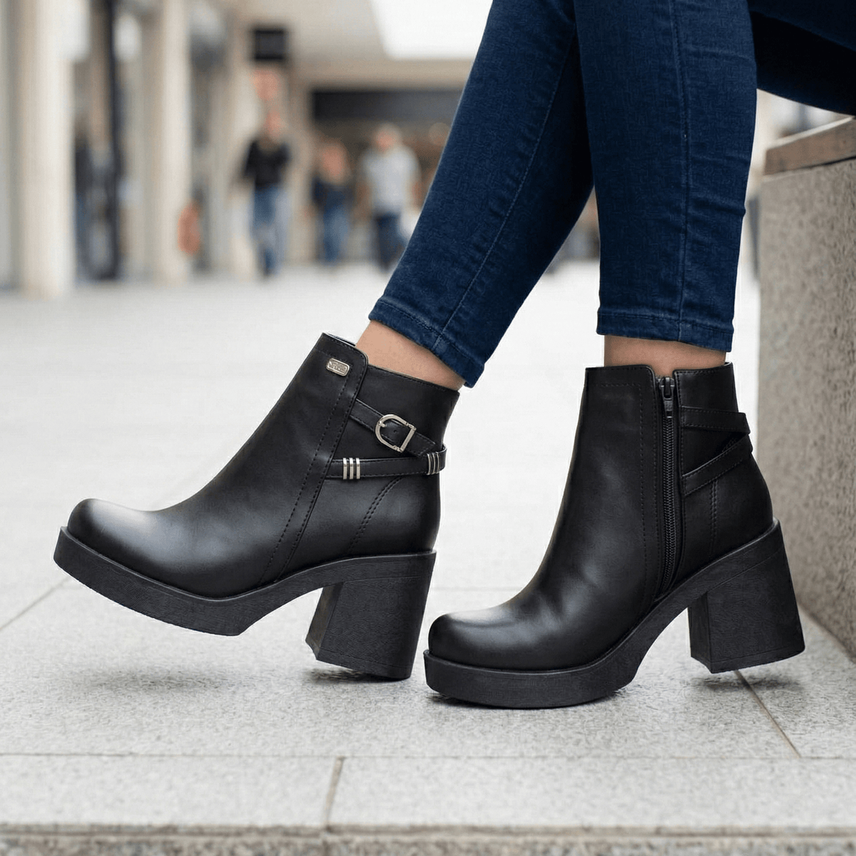 Botines Mujer Negros Plataforma Taco Grueso (BA108.E) - Gabybru Calzados