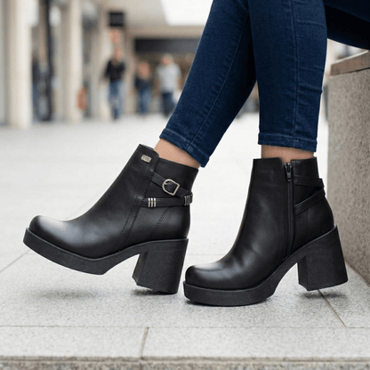 Botines Mujer Negros Plataforma Taco Grueso (BA108.E) - Gabybru Calzados