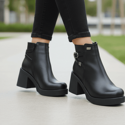 Botines Mujer Negros Plataforma Taco Grueso (BA108.E) - Gabybru Calzados