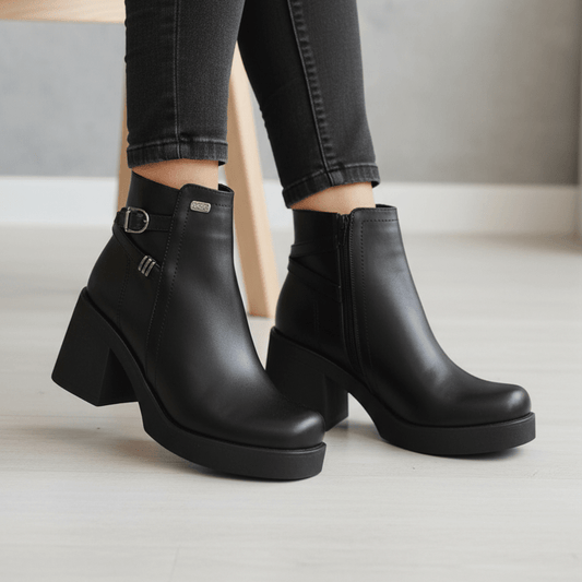Botines Mujer Negros Plataforma Taco Grueso (BA108.E) - Gabybru Calzados
