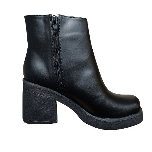 Botines Negro Mujer Taco Grueso Plataforma Cordones Laterales (BA80.E) - Gabybru Calzados