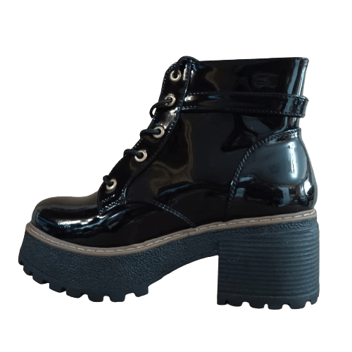 Botines Negros Mujer Charol Plataforma Track (BA8.H) - Gabybru Calzados