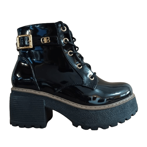 Botines Negros Mujer Charol Plataforma Track (BA8.H) - Gabybru Calzados