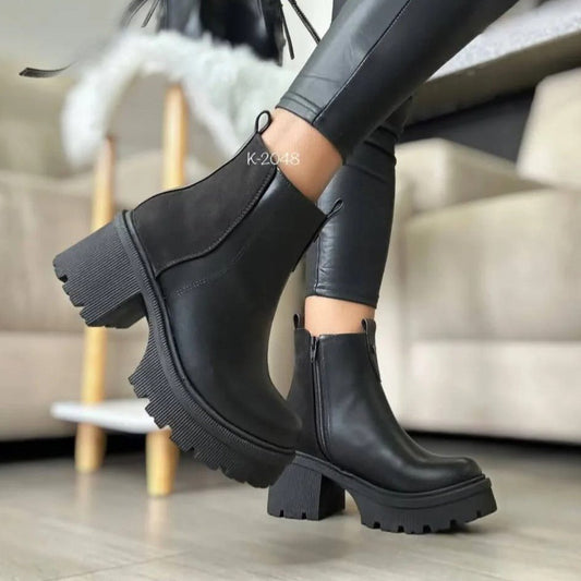 Botines Negros Mujer Plataforma Chunky (BA77.N) - Gabybru Calzados