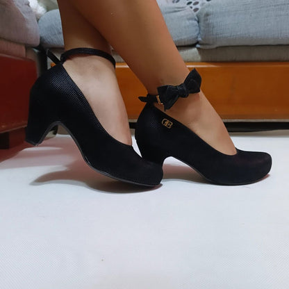 Calzado negro lazo bajo (F5.N) - Gabybru Calzados