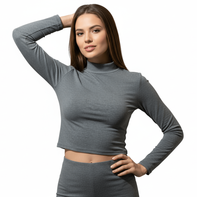 Crop Manga Larga Gris de Mujer - Gabybru Calzados