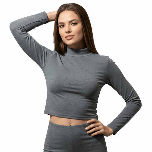 Crop Manga Larga Gris de Mujer - Gabybru Calzados