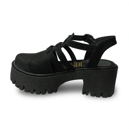 Sandalia Mujer Plataforma Negro Calada (SL90.N)
