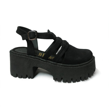 Sandalia Mujer Plataforma Negro Calada (SL90.N)