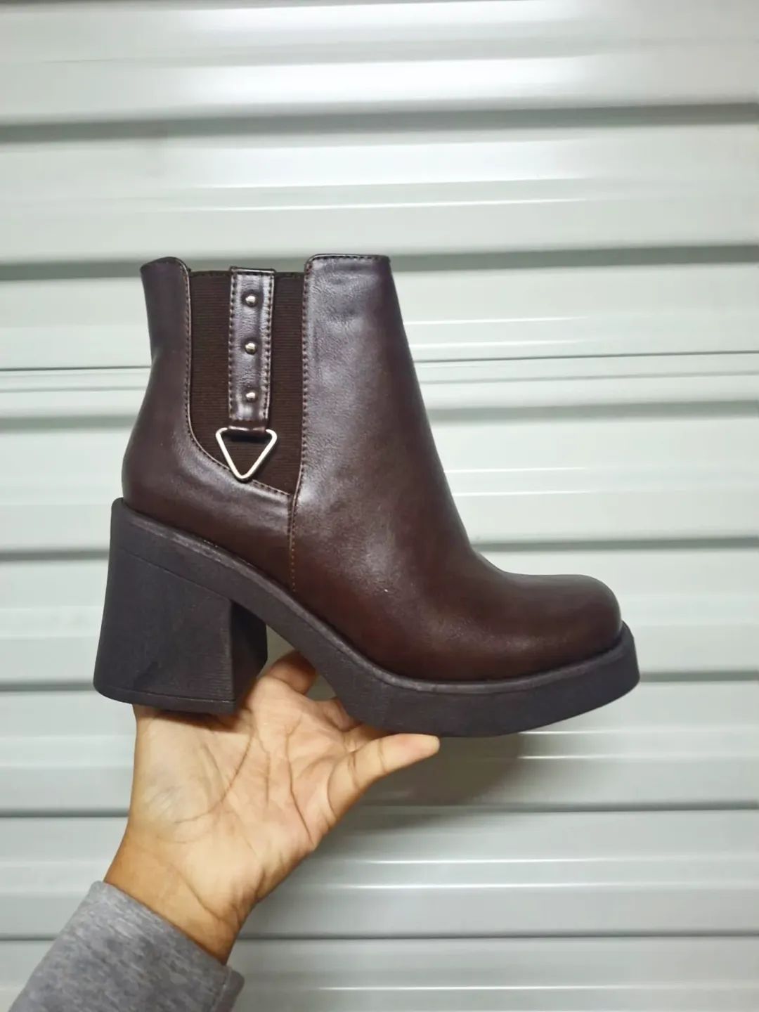 Botin Mujer Cafe Chocolate Plataforma Taco Cuadrado(BA79.EF)