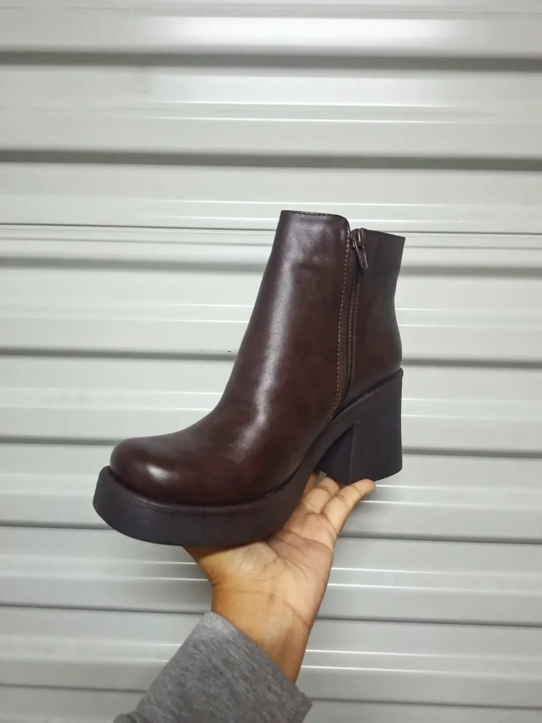 Botin Mujer Cafe Chocolate Plataforma Taco Cuadrado(BA79.EF)
