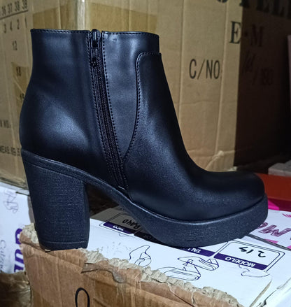 Botin de Mujer Negro taco cuadrado Plataforma (BA55.N)