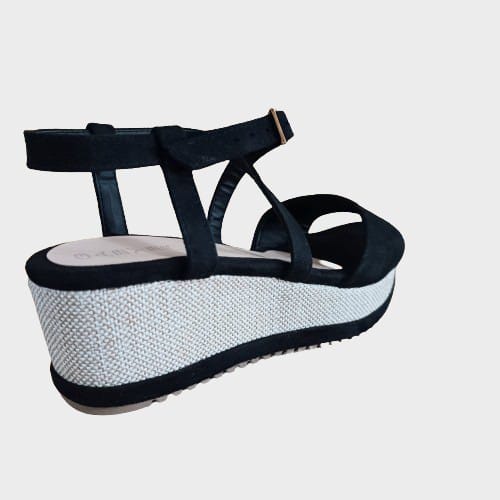 Sandalia baja negra tiritas (SL72.N) - Gabybru Calzados