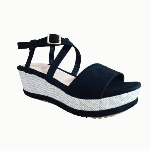 Sandalia baja negra tiritas (SL72.N) - Gabybru Calzados
