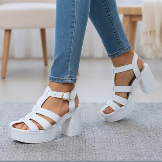 Sandalias Altas Blancas (SA122.BL) - Gabybru Calzados