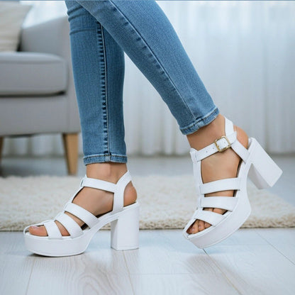 Sandalias Altas Blancas (SA122.BL) - Gabybru Calzados