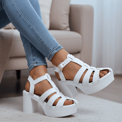Sandalias Altas Blancas (SA122.BL) - Gabybru Calzados