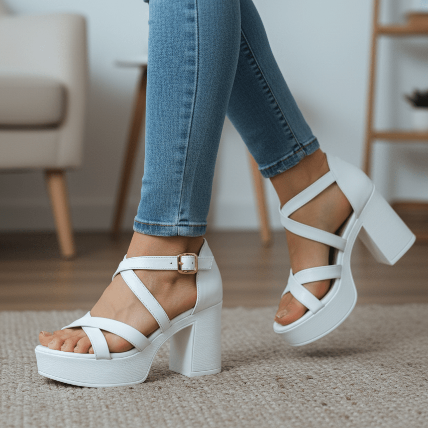 Sandalias Altas Blancas (SA155.BL) - Gabybru Calzados