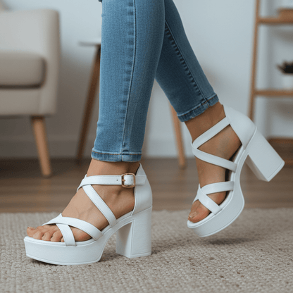 Sandalias Altas Blancas (SA155.BL) - Gabybru Calzados