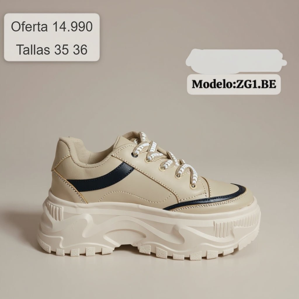Zapatillas Plataforma Beige (ZG1.Be) - Gabybru Calzados