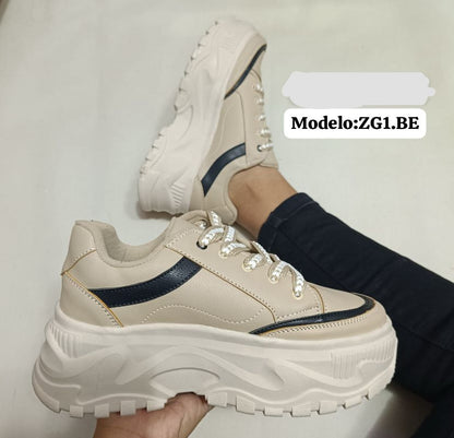 Zapatillas Plataforma Beige (ZG1.Be) - Gabybru Calzados