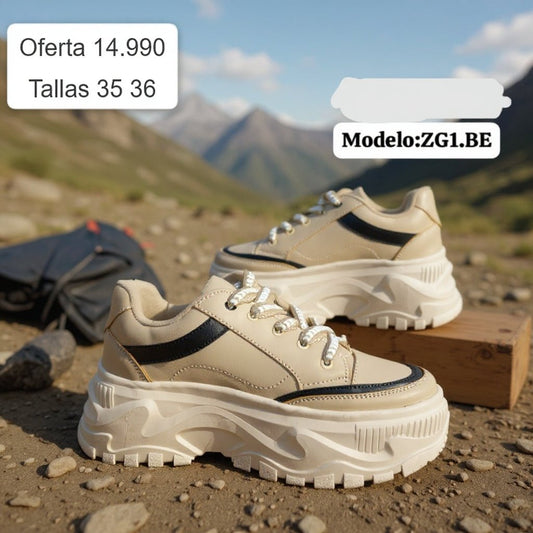 Zapatillas Plataforma Beige (ZG1.Be) - Gabybru Calzados