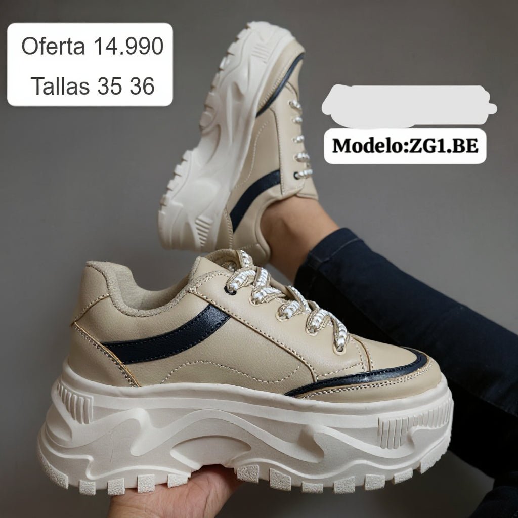 Zapatillas Plataforma Beige (ZG1.Be) - Gabybru Calzados