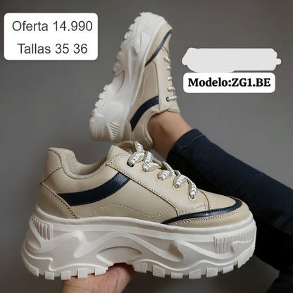 Zapatillas Plataforma Beige (ZG1.Be) - Gabybru Calzados