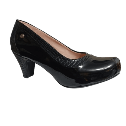 Zapato de muejr negro charol bajo (H15.H) - Gabybru Calzados