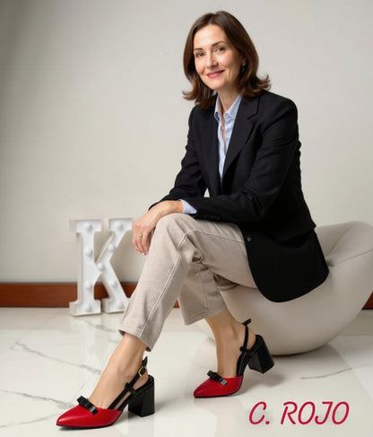 Zapato mujer negro rojo (SL84.RJ) - Gabybru Calzados