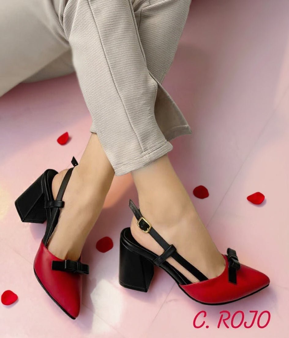 Zapato mujer negro rojo (SL84.RJ) - Gabybru Calzados