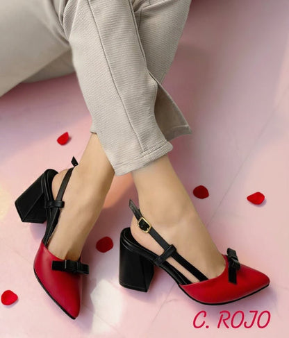 Zapato mujer negro rojo (SL84.RJ) - Gabybru Calzados