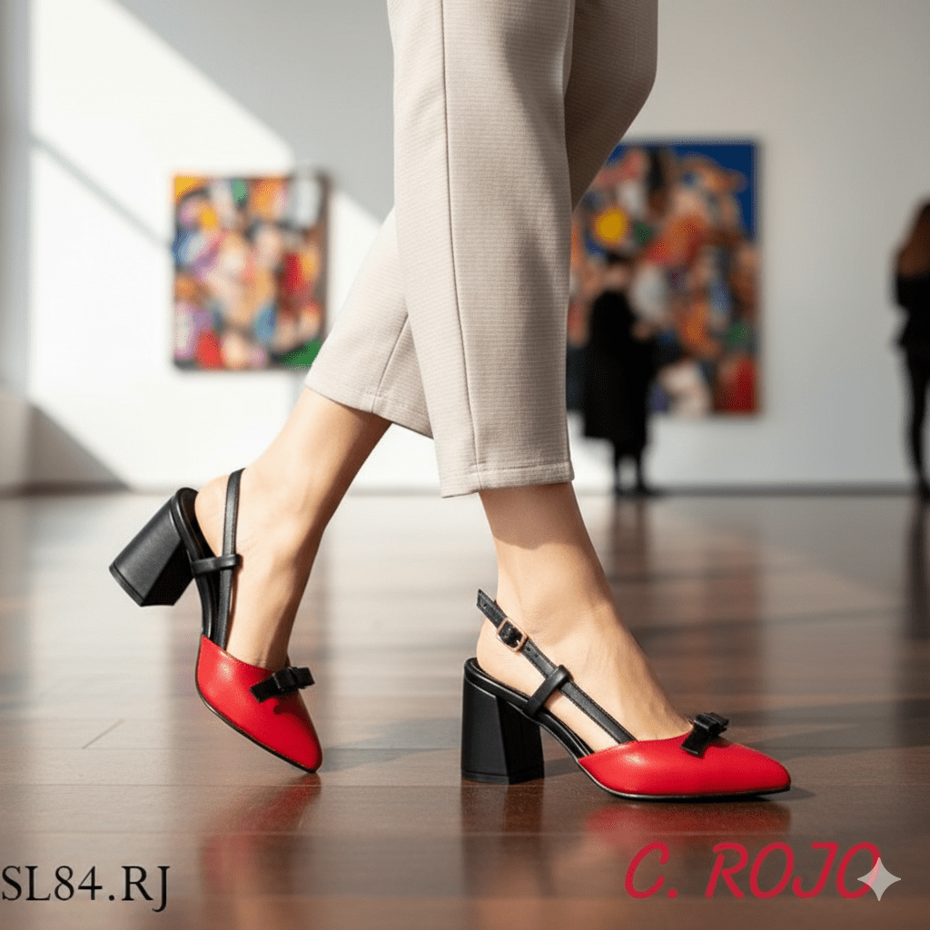Zapato mujer negro rojo (SL84.RJ) - Gabybru Calzados