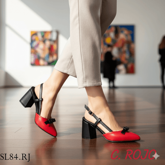 Zapato mujer negro rojo (SL84.RJ) - Gabybru Calzados