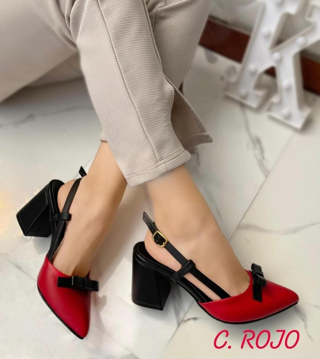 Zapato mujer negro rojo (SL84.RJ) - Gabybru Calzados