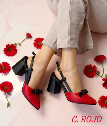 Zapato mujer negro rojo (SL84.RJ) - Gabybru Calzados