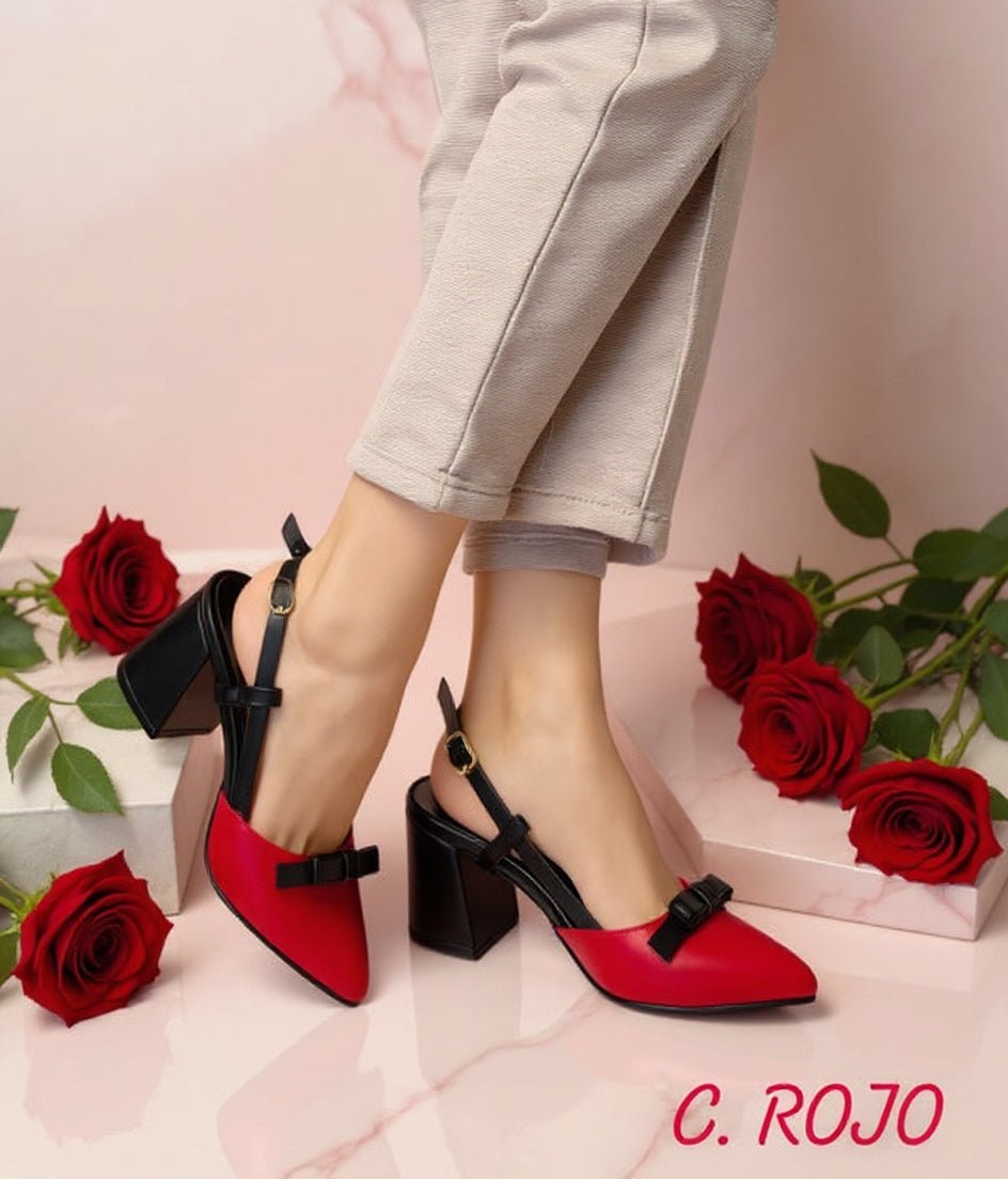 Zapato mujer negro rojo (SL84.RJ) - Gabybru Calzados